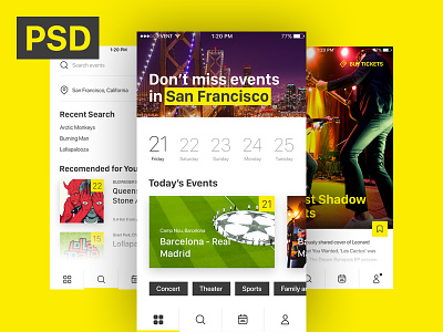 Free iOS UI - Event & Ticket Sales App app event free ios ui yellow