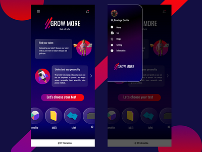 GROW MORE APP - byf.ui app design figma grow mbti mobil mobile app ui uiux ux