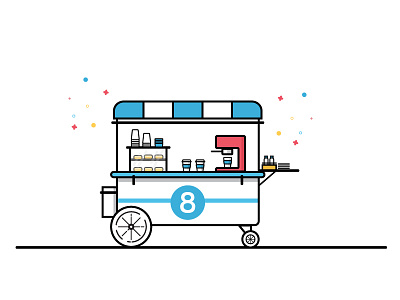 Vendor Stand coffee flat food cart icon illustration lines street ui vendor zen