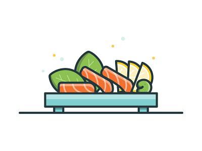 Sashimi Platter illustration lemon salmon sashimi sushi vector wasabi