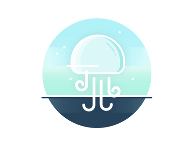 World Oceans Day flat design icon illustration jellyfish ocean underwater water