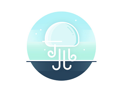 World Oceans Day flat design icon illustration jellyfish ocean underwater water