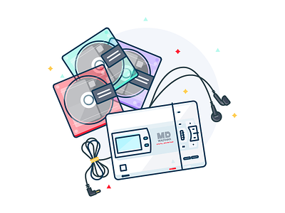 MiniDisc Player 7daystocreate 90s gadget illustration md player mini disc music sony