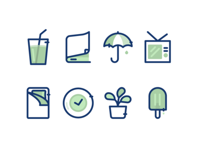 Some Icons book clock icons motivation plant popsicle rain sleep soda