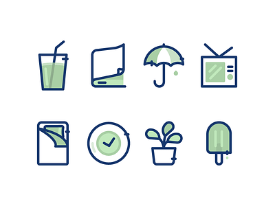 Some Icons book clock icons motivation plant popsicle rain sleep soda