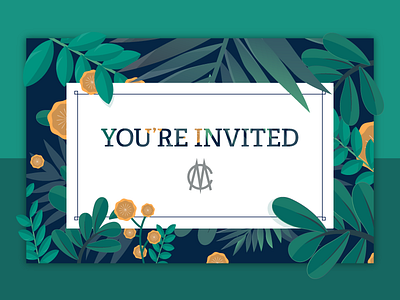 Invitation garden illustration invitation plants print