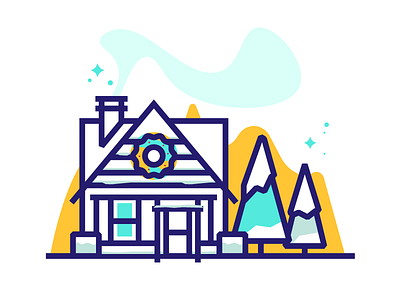 Winter Cabin cabin cold icon line illustration reno snow winter