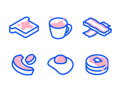 Breakfast Icons bacon breakfast egg icons illustration isometric pancakes toast