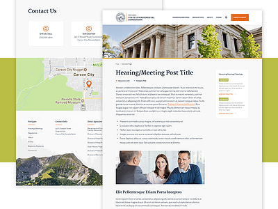 Nevada State Environmental Detail Page contact hero icons landing page layout nevada ui website