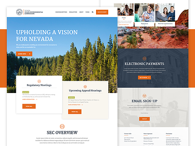 State Environmental Homepage contact hero icons landing page layout nevada ui website