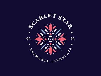 Scarlet Star badge badge design guzmania kaleidoscope kps3100 lingulata plant plant illustration scarlet star symmetry