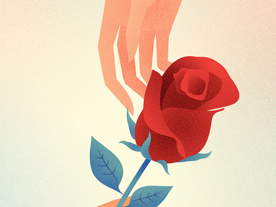 For You 2d flower glowing hand2hand illustration lovestory movie retro rose short vector