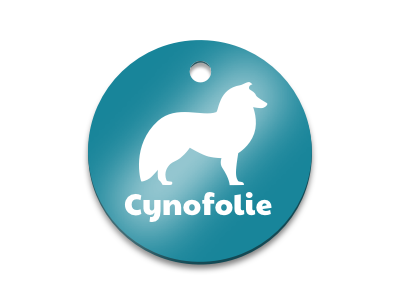 Cynofolie Logo chien cynofolie dog médaille sheepdog shetland tag
