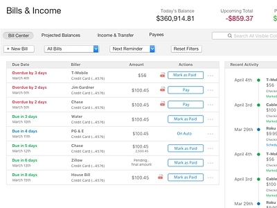 Bills Dashboard for Quicken