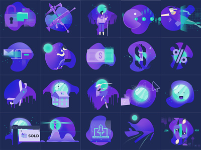Illustrations for Endeavour Ventures branding clean design draw illustration purple teal vector web