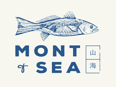 Mont + Sea Japanese/French Restaurant Branding art brand country draw fish food hand japan restaurant vintage
