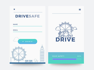 Drive Safe UI Design + Branding bradning flat gradient icon ios logo phone style ui ux web website