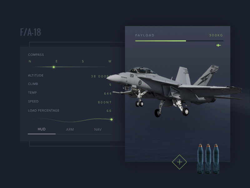 F/A-18 Fighter Jet Information Display UI army fly gun icon jet logo pilot ui usaf ux web website