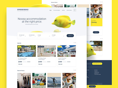 Accommodation Listing Website accommodation clean fish hotel icon interface ui ux web website yellow