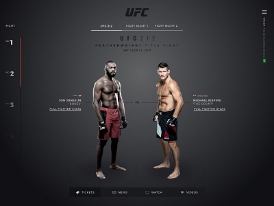 UFC Fight Profile UI application brand clean dark fight ios logo ufc ui ux web website