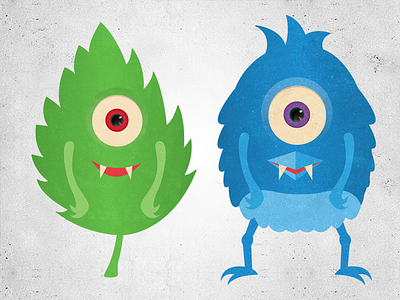 Monsters bird cyclopse illustration leaf monsters texture