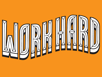 Work Hard! 3d black lettering orange psd typography vector white work work hard