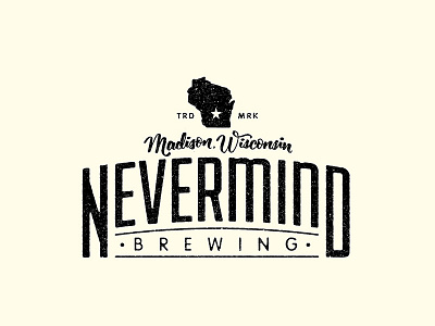 Nevermind Brewing beer lettering lockup logo texture typography vintage