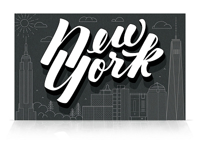 New York Card 3d card empire state illustration lettering monoline new york new york city skyline sun typography