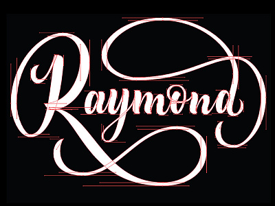 Raymond Vector Points black brush pen flourishes lettering raymond red vector white