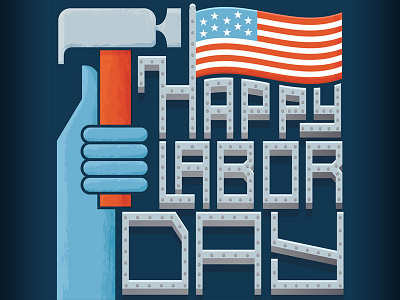 Happy Labor Day! american blue illustration labor day lettering merica red stripes white