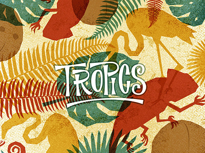 Tropical Dribbble color drawing halftones handlettering illustration lettering texture