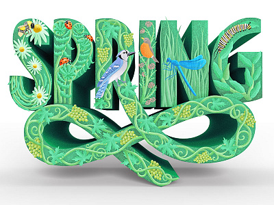 Spring! 3d digital painting drawing handlettering illustration lettering spring type typography