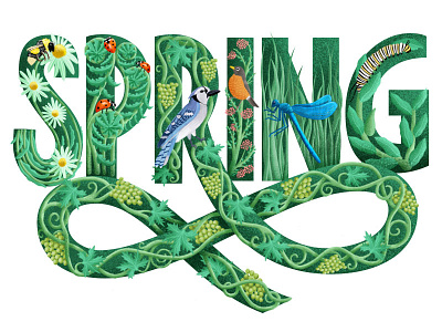 Spring - No Depth 3d digital painting drawing handlettering illustration lettering spring type typography