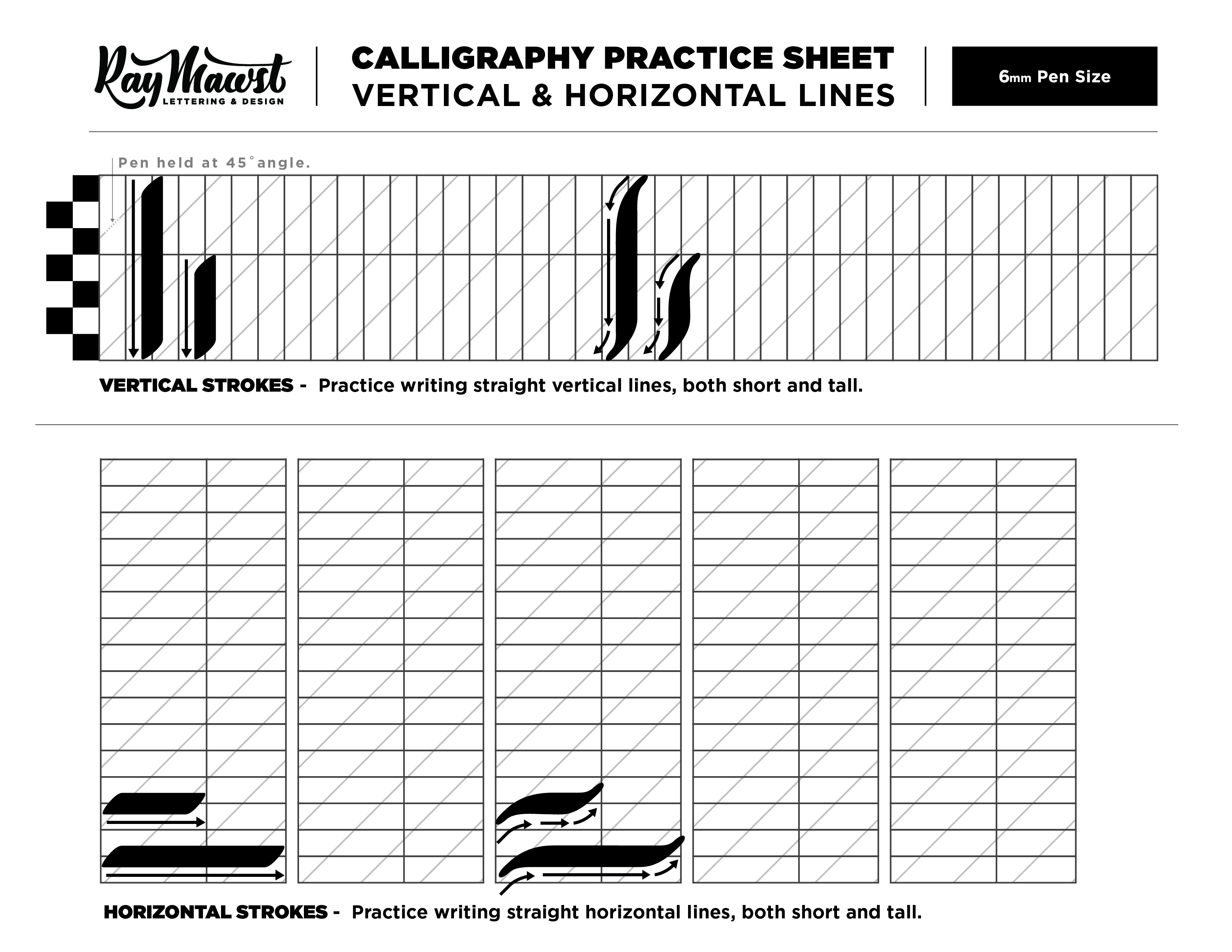 Calligraphy Worksheet Starter Kit - 3 Styles — Ray Mawst Lettering & Design