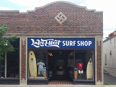 Lake Effect Store Front! lake lake effect lake michigan lettering logo milwaukee script surfing typography wisconsin