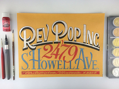 Handlettered Envelope - Rev Pop Inc. custom drawing envelope handlettered handlettering lettering painting script silver typography