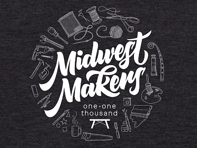 Midwest Makers - T-Shirt Design Sketch brush illustration lettering makers script sketch tools