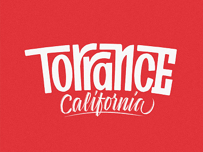 Torrance Lettering Practice brush script california city handlettering interlock lettering red script surf surfer type white