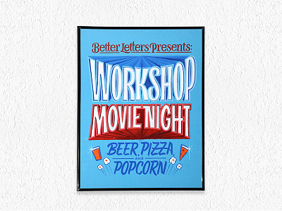 Workshop Movie Night Show Card hand painted lettering letters ligature painting sign painting type typography