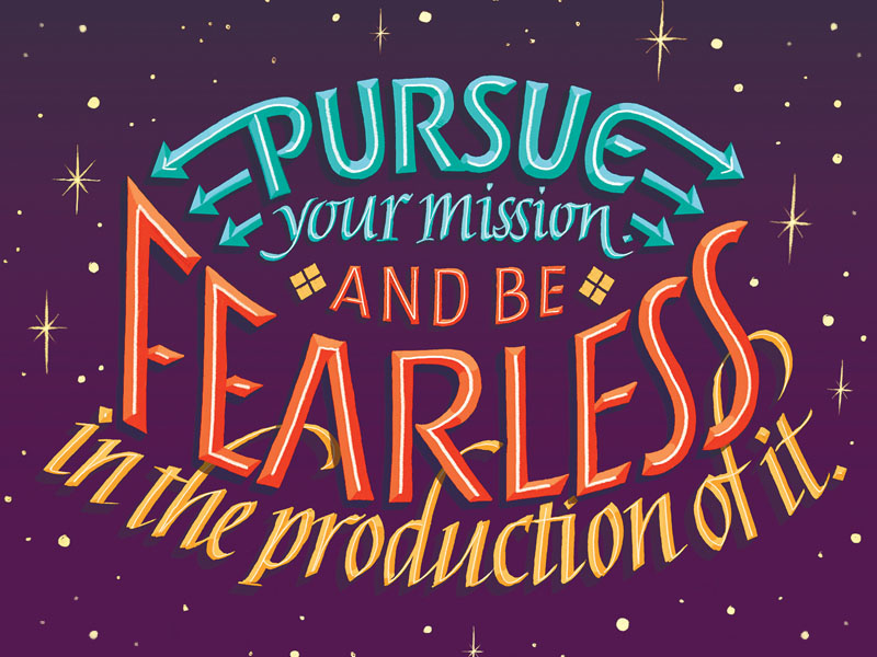 Pursue Your Mission --- Lettering Quote roman italic pursue fearless space stars arrows colorful ligature illustration quote lettering