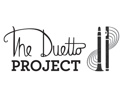Duetto Project clarinet flute hand drawn ligature logo music notation turn typography