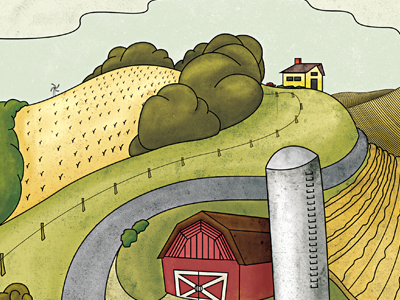 Midwest Dribbble barn country crops energy green illustration landscape midwest rural sustainable