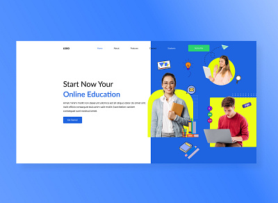 Online Learning Landing Page branding design graphic design illustration logo nft typography ui ux vector