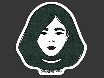 Doğa Ana - GREEN design design757 girl graphic design green halftones illustration sticker stickermule