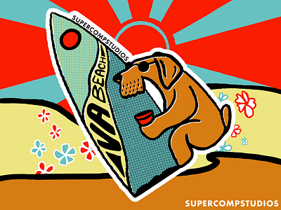 VB Surfing Dog design design757 dog graphic design illustration sticker surfing va beach virginia beach