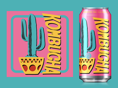 Cactus Kombucha branding cactus design design757 digital illustration graphic design identity design illustration kombucha lettering logo mock up nfk package design tea typography