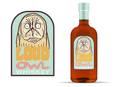 Loud Owl Whiskey bottle bottle design bottle label branding design design757 digital illustration graphic design illustration mockup owl packaging whiskey