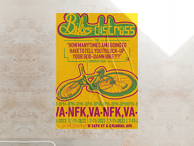 Bikes in Distress - Lock-Up UR GD Bike - Gig-Poster bicycle bikes design design757 digital illustration gig poster graphic design illustration poster poster design