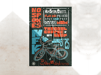 Bikes in Distress - No Spokes - Gig-Poster bicycle bike design design757 digital illustration gig poster graphic design illustration poster poster design