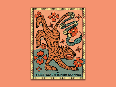 Tiger Snake 420 design design757 digital illustration gig poster graphic design handlettering illustration nfk poster poster art poster design premium cannabis print procreate app tiger snake weed poster